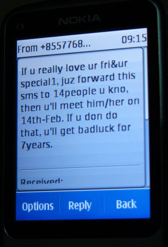 An anonymous sms I receive this morning